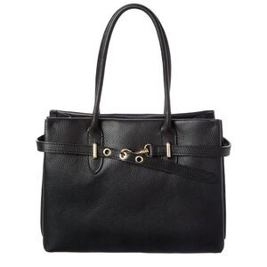 Italian Leather Top Handle Bag, Black